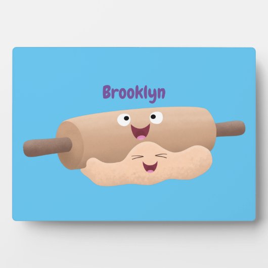 Cute deegroller en deeg pastrabakkerij cartoon fotoplaat (voorkant)