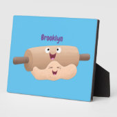 Cute deegroller en deeg pastrabakkerij cartoon fotoplaat (Zijkant)
