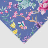 Cute Deep Blue Floral & Butterflies Pattern Tissuepapier (Detail)