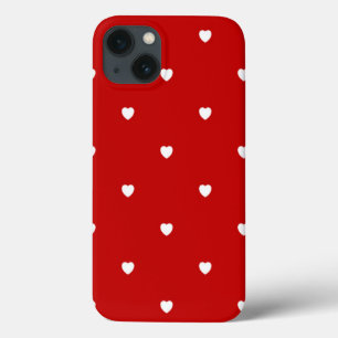 Cute Deep Red Valentijnsdag Heart Pattern iPhone 13 Hoesje