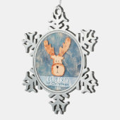 Cute Deer Baby's Eerste Kerstmis Tin Sneeuwvlok Ornament (Rechts)