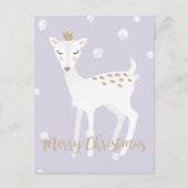 Cute Deer - Carte postale de Noël Lilac (Devant)