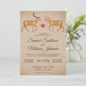 Cute Deer Couple Russe Burlap Faire-part de mariag (Debout devant)