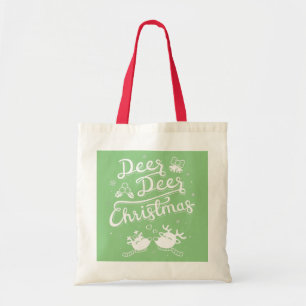 Cute Deer Deer Noël Typographie Sac fourre-tout