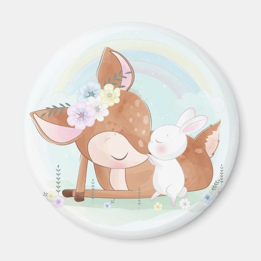 Cute Deer en Bunny Magneet (Voorkant)