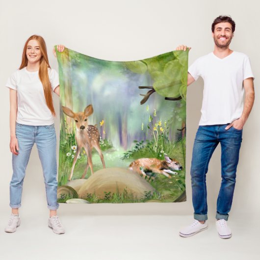 Cute Deer Fleece Blanket Deken (In situ)