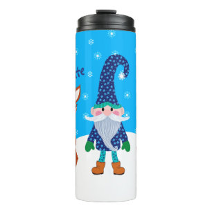 Cute Deer Fox Blue Specialized Kerstgenoom Thermosbeker