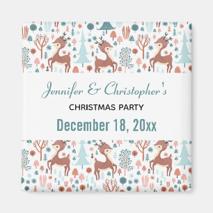 Cute Deer in Nordic Forest Pattern Save the Date Magneet