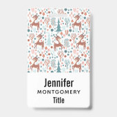 Cute Deer in Whimsical Forest Pattern Badge (Achterkant)