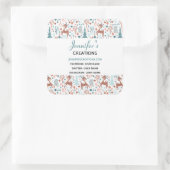 Cute Deer in Whimsical Forest Pattern Business Vierkante Sticker (Tas)