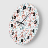Cute Deer in Whimsical Forest Pattern Grote Klok (Hoek)