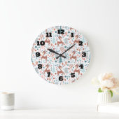 Cute Deer in Whimsical Forest Pattern Grote Klok (Huis)