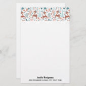 Cute Deer in Whimsical Forest Pattern Kerstmis (Voorkant / Achterkant)