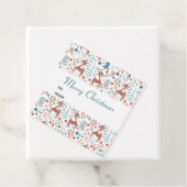 Cute Deer in Whimsical Forest Pattern Kerstmis Bedankjes Labels (In situ)