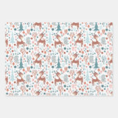 Cute Deer in Whimsical Forest Pattern Kerstmis Inpakpapier Vel (Voorkant 2)