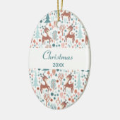 Cute Deer in Whimsical Forest Pattern Kerstmis Keramisch Ornament (Links)