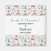 Cute Deer in Whimsical Forest Pattern Kerstmis Magneet (Voorkant)