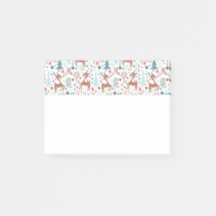 Cute Deer in Whimsical Forest Pattern Kerstmis Post-it® Notes