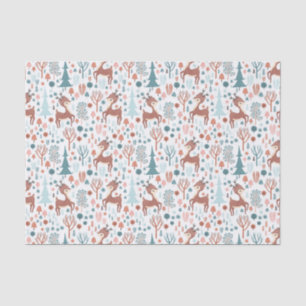 Cute Deer in Whimsical Forest Pattern Kerstmis Tissuepapier