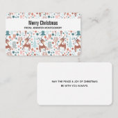 Cute Deer in Whimsical Forest Pattern Kerstmis Visitekaartje (Voorkant / Achterkant)