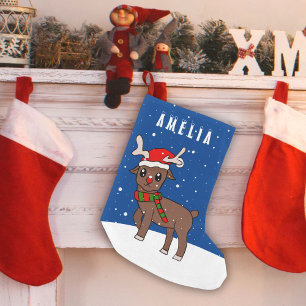 Cute Deer met Santa Hat Snow-Kind voor kerstmis Kleine Kerstsok