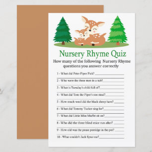 Cute Deer Nursery Rhyme Quiz baby shower game