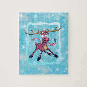 Cute Deer op de Cartoon van de feestdagen tijdens Legpuzzel