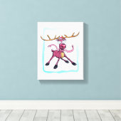 Cute Deer op ijs Funny feestdagen Cartoon Canvas Afdruk (Insitu (Houten vloer))