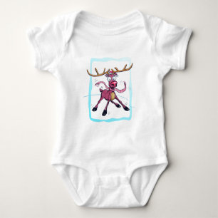 Cute Deer op ijs Funny feestdagen Cartoon Romper
