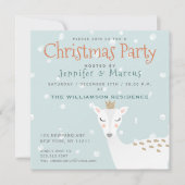 Cute Deer | Pale Blue Christmas Party Invitation (Devant)