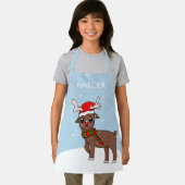 Cute Deer Santa Hat Snow Drawing Kerstmis Kinder Schort (Insitu)