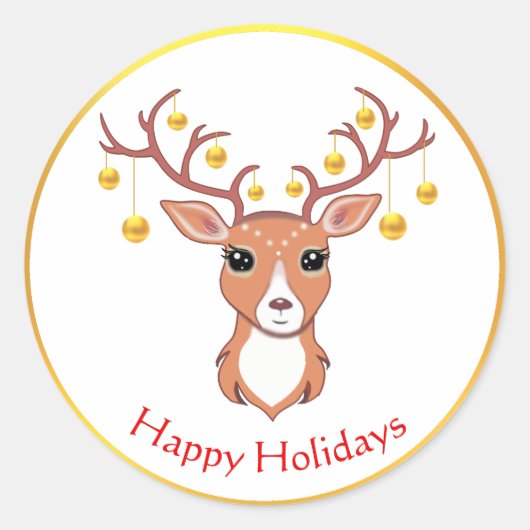 Cute Deer Sticker (Voorkant)