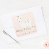 Cute Deer | Sticker de Noël personnalisé rose (Enveloppe)