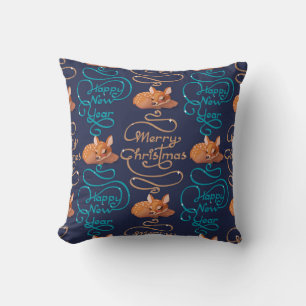 Cute Deer Typography Nieuwjaar Merry kerst Kussen