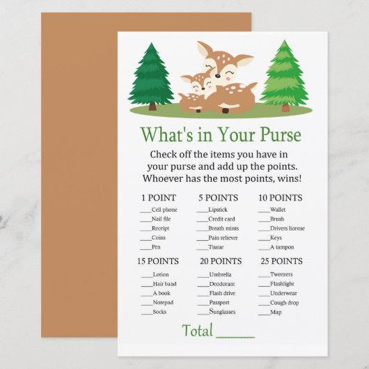 Cute Deer Wat zit er in je paardenspel (Voorkant / Achterkant)