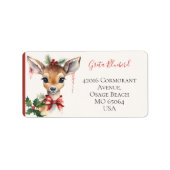 Cute deer whimsical boho Christmas custom Etiket (Voorkant)
