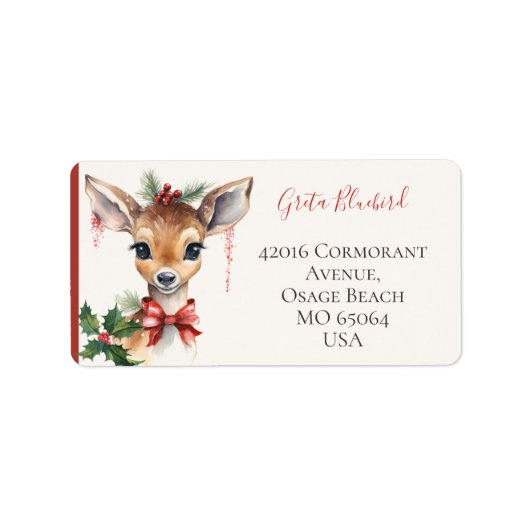 Cute deer whimsical boho Christmas custom Etiket (Voorkant)