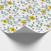 Cute Delicate Yellow Spring Flowers Pattern Cadeaupapier (Hoek)
