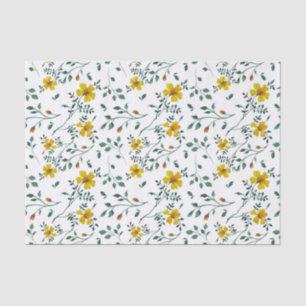 Cute Delicate Yellow Spring Flowers Pattern Tissuepapier