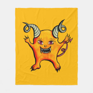 Cute Demon Cartoon Character Kinder Yellow Fleece Deken