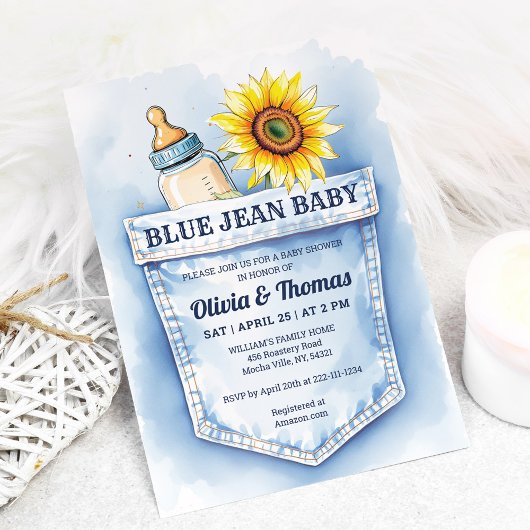 Cute Denim Blue Jean Baby shower Invitation
