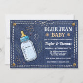 Cute Denim Blue Jean Baby shower Invitation (Devant)