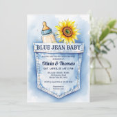 Cute Denim Blue Jean Baby shower Invitation (Debout devant)