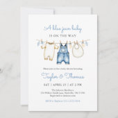Cute Denim Blue Jean Boy Baby shower Invitation (Devant)