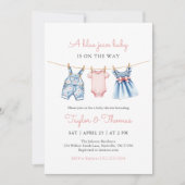 Cute Denim Blue Jean Girl Baby shower Invitation (Devant)