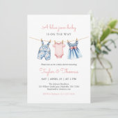 Cute Denim Blue Jean Girl Baby shower Invitation (Debout devant)