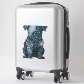 Cute Denim Patchwork Art Dog T-Shirt Sticker (Koffer)