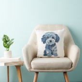 Cute Denim Patchwork Honden Illustratie Kussen (Stoel)