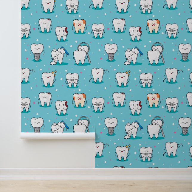 Cute Dental Pattern Behang (Applicatie)
