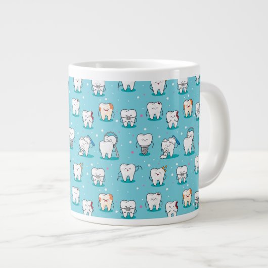 Cute Dental Pattern Extra Grote Beker (Voorkant rechts)